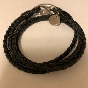 NWOT double Wrap Black Leather bracelet